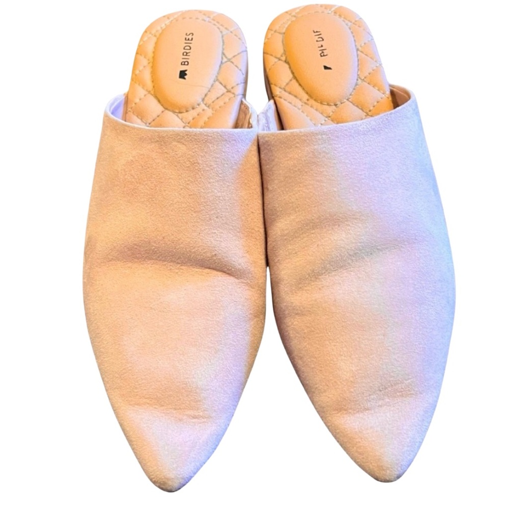 Birdies The Lark • Pink Chiffon Suede Slide Mule • Size 7.5 in Good Condition